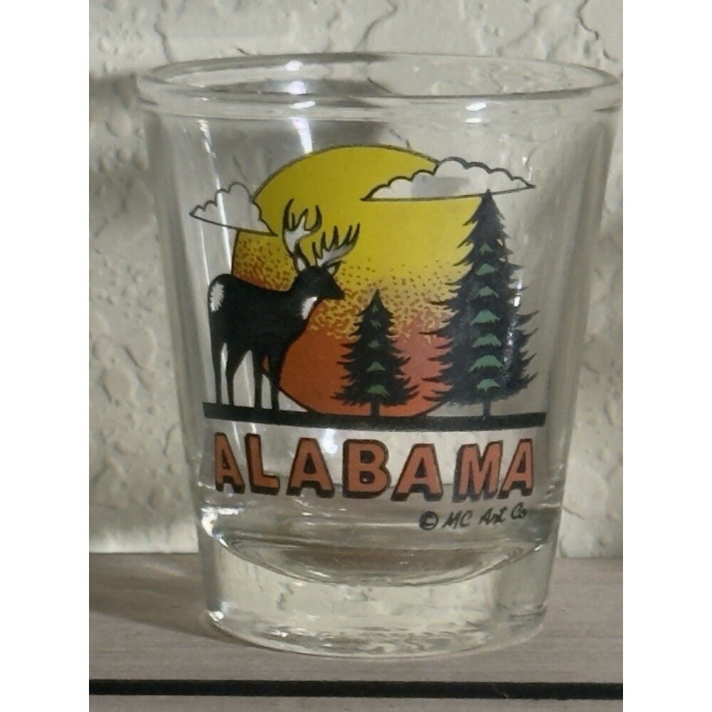 Vtg Souvenir ALABAMA State Shot Glass by MC Art Co